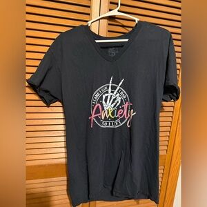 Anxiety Graphic Charcoal V-Neck T-Shirt